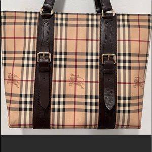 Burberry Haymarket Check Tote Chocolate